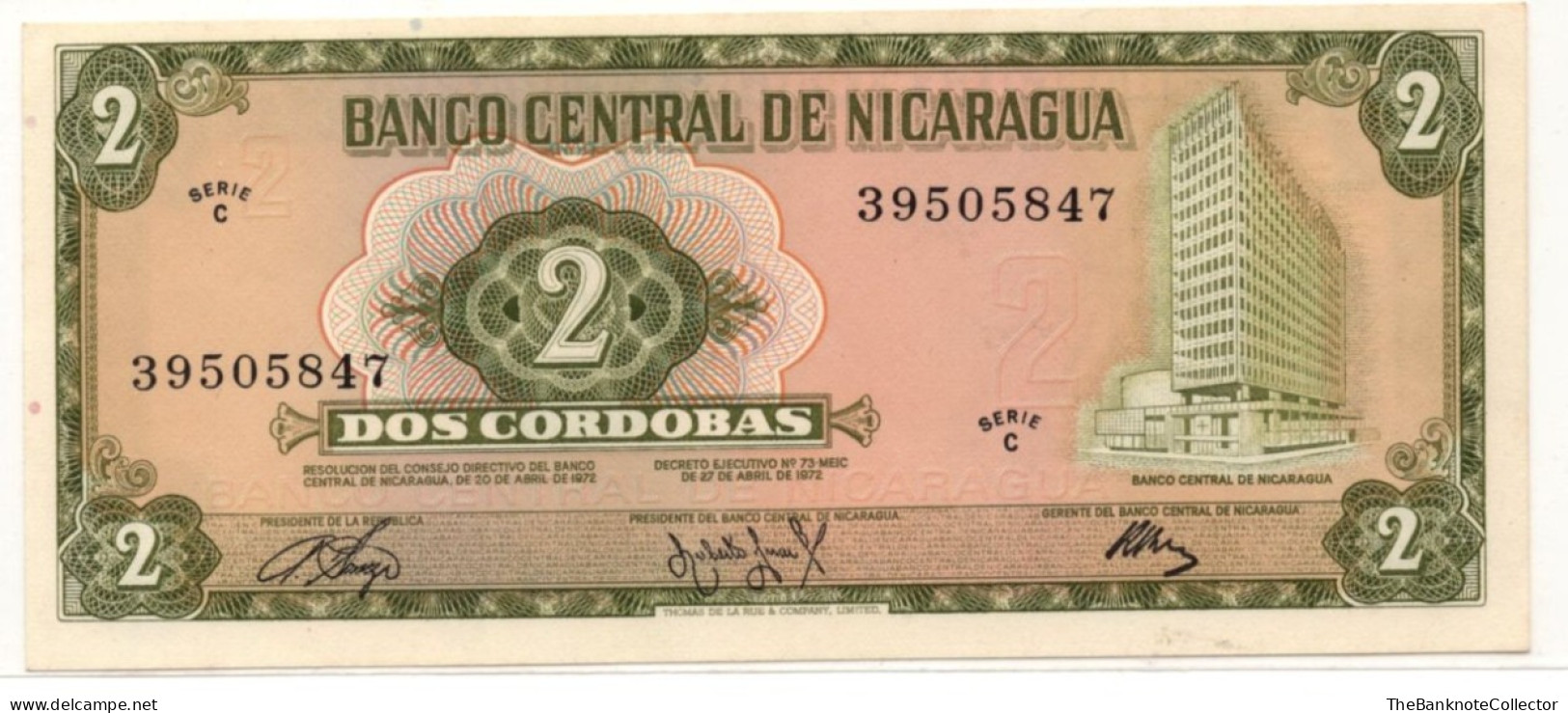 Nicaragua 2 Cordobas Serie C 1972 P-121 UNC - Nicaragua