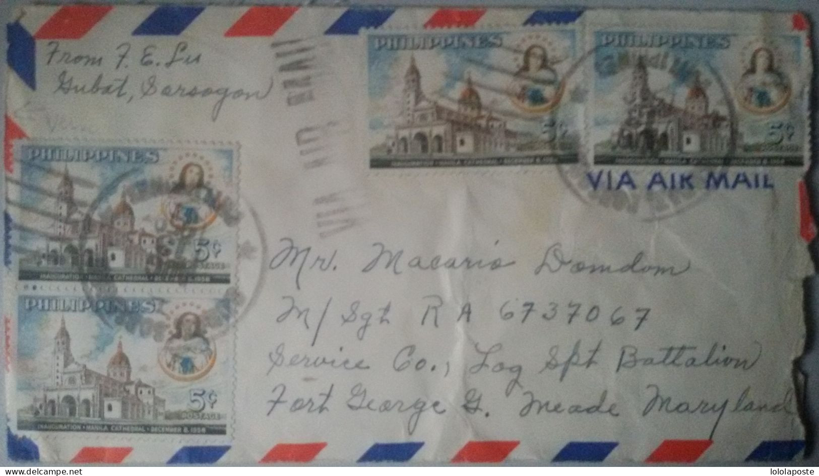 PHILIPPINES - 5 Lettres (enveloppes) de diverses périodes pour les Etats-Unis dont superbes affranchissements - 9 photos