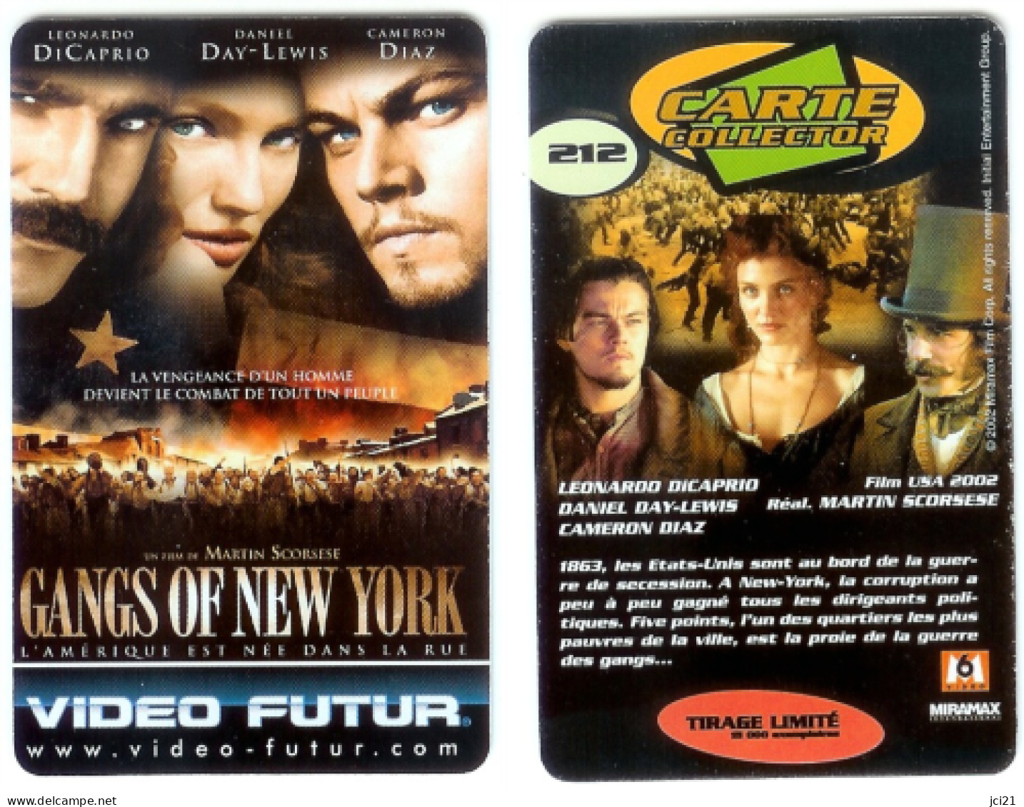 Carte VIDEO FUTUR - N° 212 - " GANG OF NEW YORK " - (VF212)_Cvf3 - Video Futur