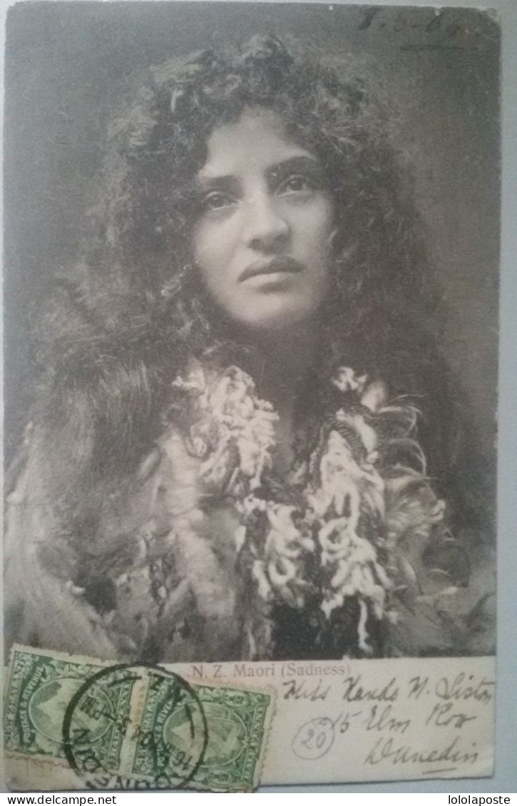 NOUVELLE ZELANDE - Belle Carte Précurseur Du 16/05/1904 D'une Maori (Sadness) Pour Malte Le 23/06 - 2 Photos - Storia Postale