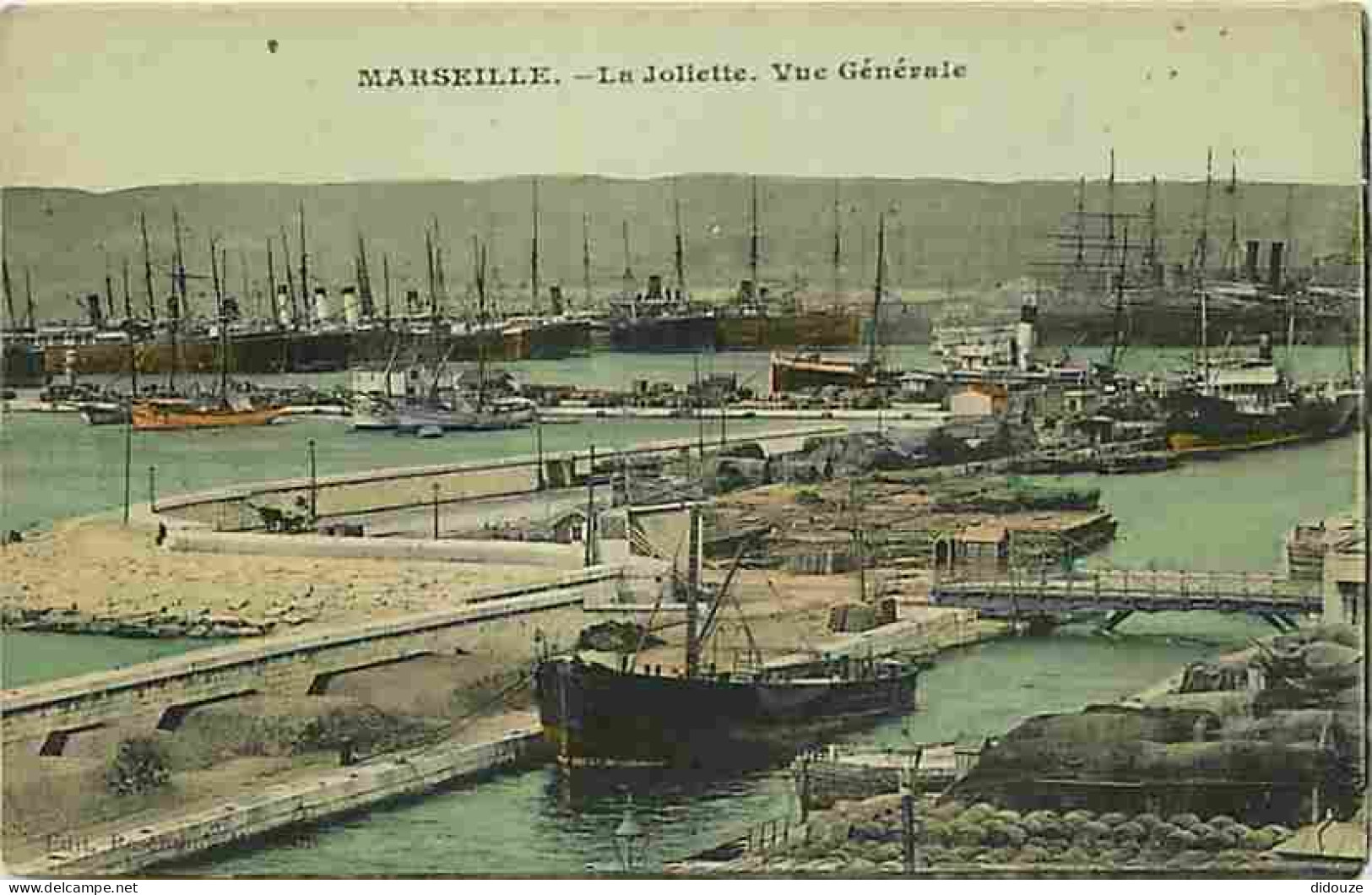 13 - Marseille - La Joliette - Vue Générale - Animée - Colorisée - Bateaux - Voyagée En 1914 - Correspondance Militaire  - Joliette