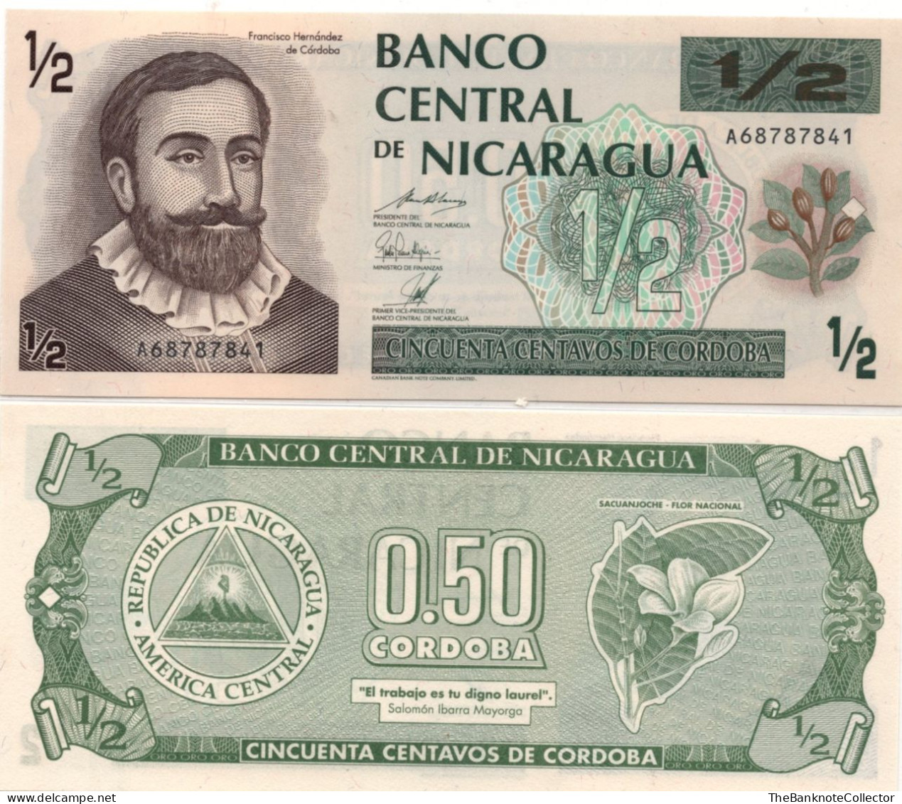 Nicaragua 1/2 Cordobas ND 1992 P-172 UNC - Nicaragua