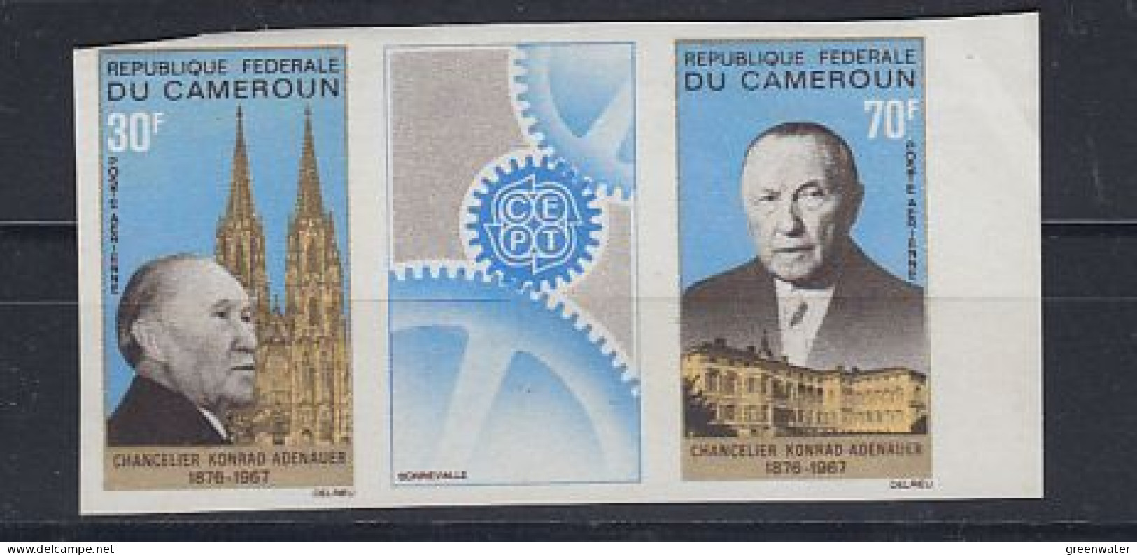Cameroun Konrad Adenauer Strip 2v Imperforated ** Mnh (59202) - Idées Européennes
