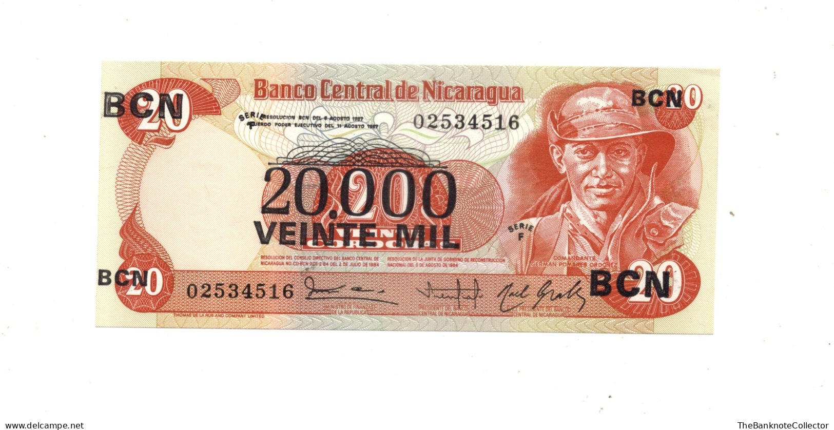 Nicaragua 20000 On 20 Cordobas 1987 P-147 UNC - Nicaragua