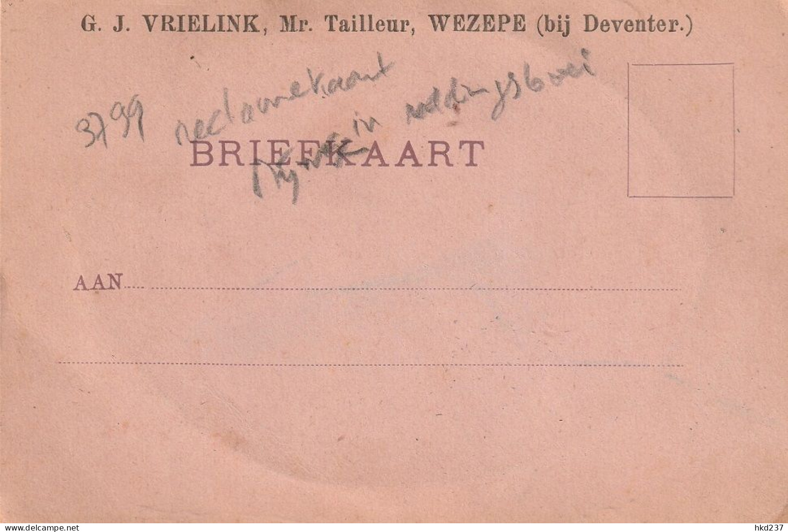 Nijmegen Kronenburg In 2D Reddingsboei Reclame G.J.Vrielink Mr.Tailleur, Wezepe (bij Deventer) ±1901    3799 - Nijmegen