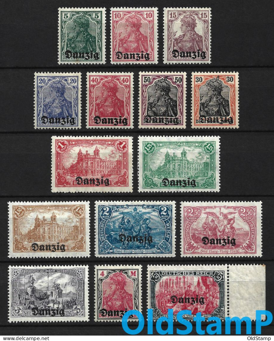 DANZIG 1920 MLH */** Full Set Mi.# 1-15 Overprint Stamps / Allemagne Alemania Germany Weimar Infla Reich - Nuevos