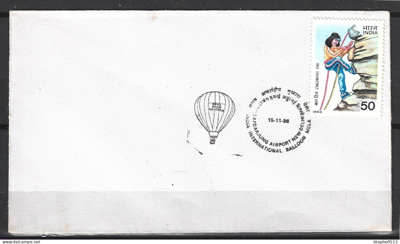 INDE. Enveloppe Commémorative De 1986. Montgolfière. - Fesselballons