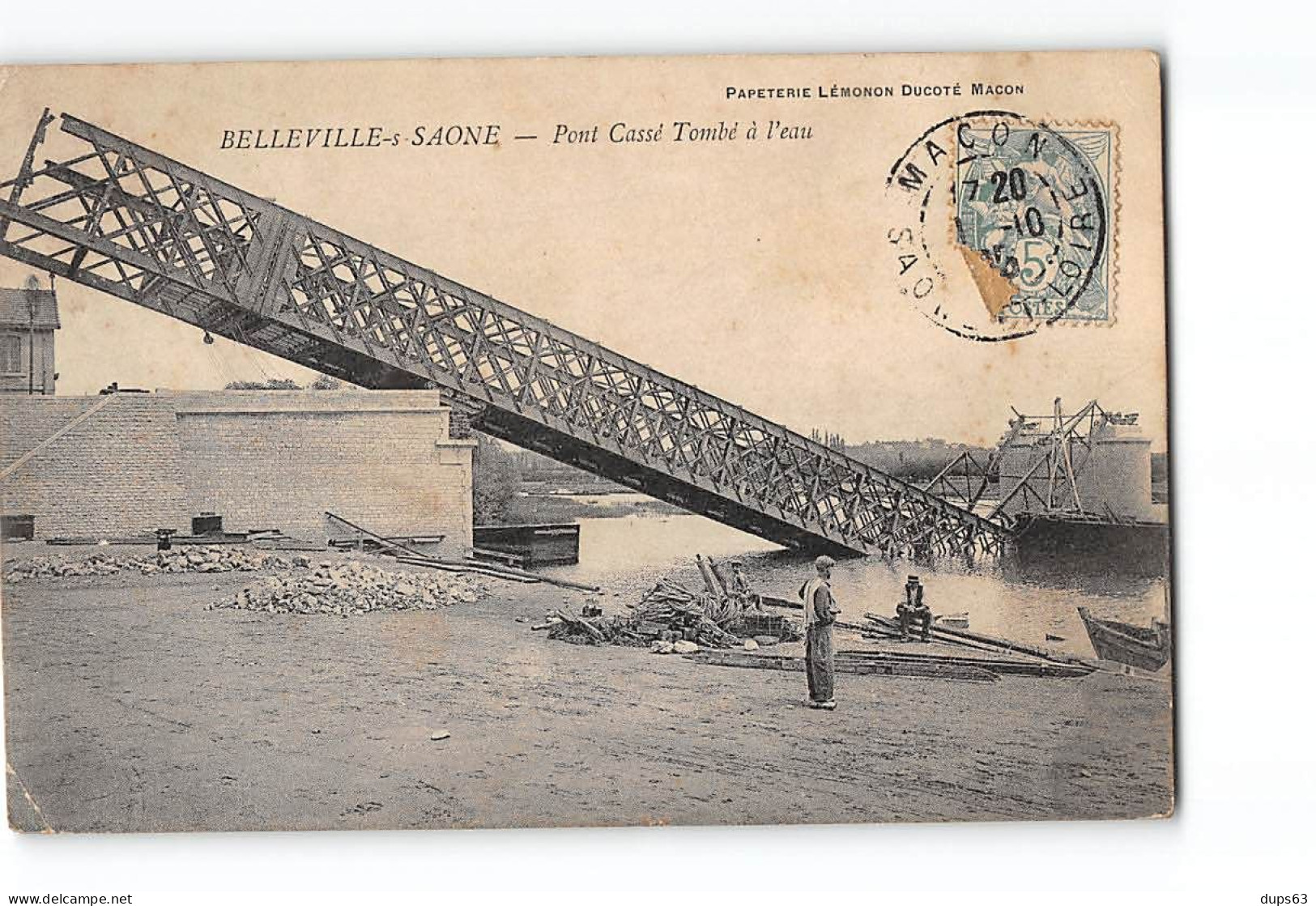 BELLEVILLE SUR SAONE - Pont Cassé Tombé à L'eau - état - Belleville Sur Saone