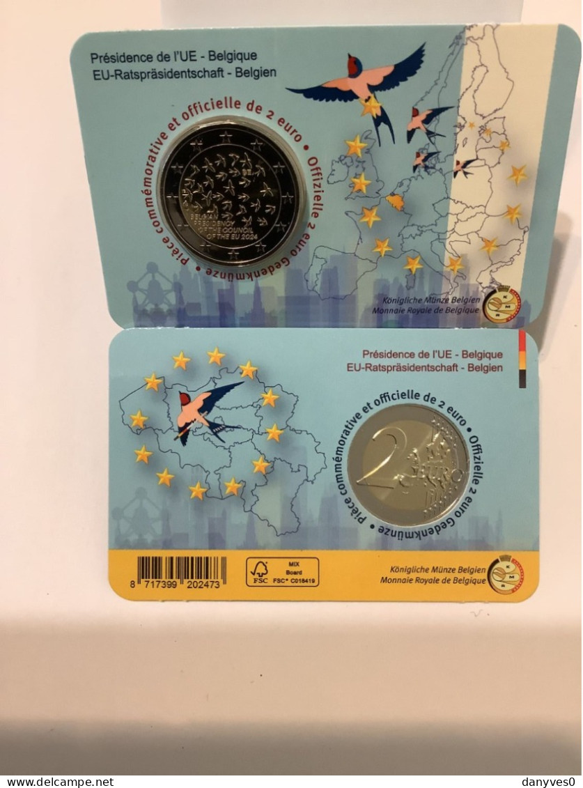 Pièce Commémorative 2 Euro Belgique 2024 Coincard  "  Présidence De L' Union Universelle    " - Belgio