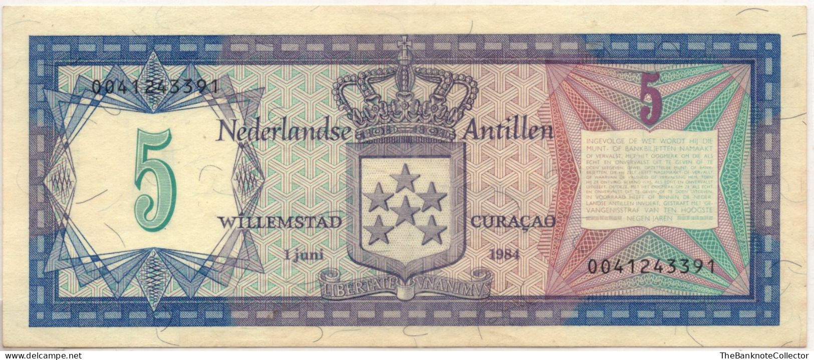 Netherlands Antilles 5 Gulden 1984 P-15 AUNC - Sonstige & Ohne Zuordnung