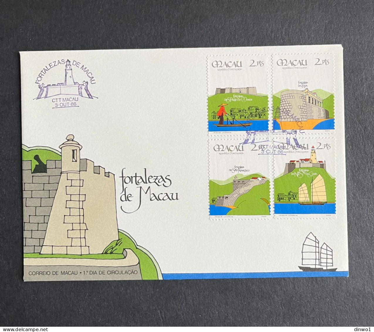 (CUP) Macao Macau 1986 Fortresses / Castles FDC 3 Oct 1986 - Covers & Documents