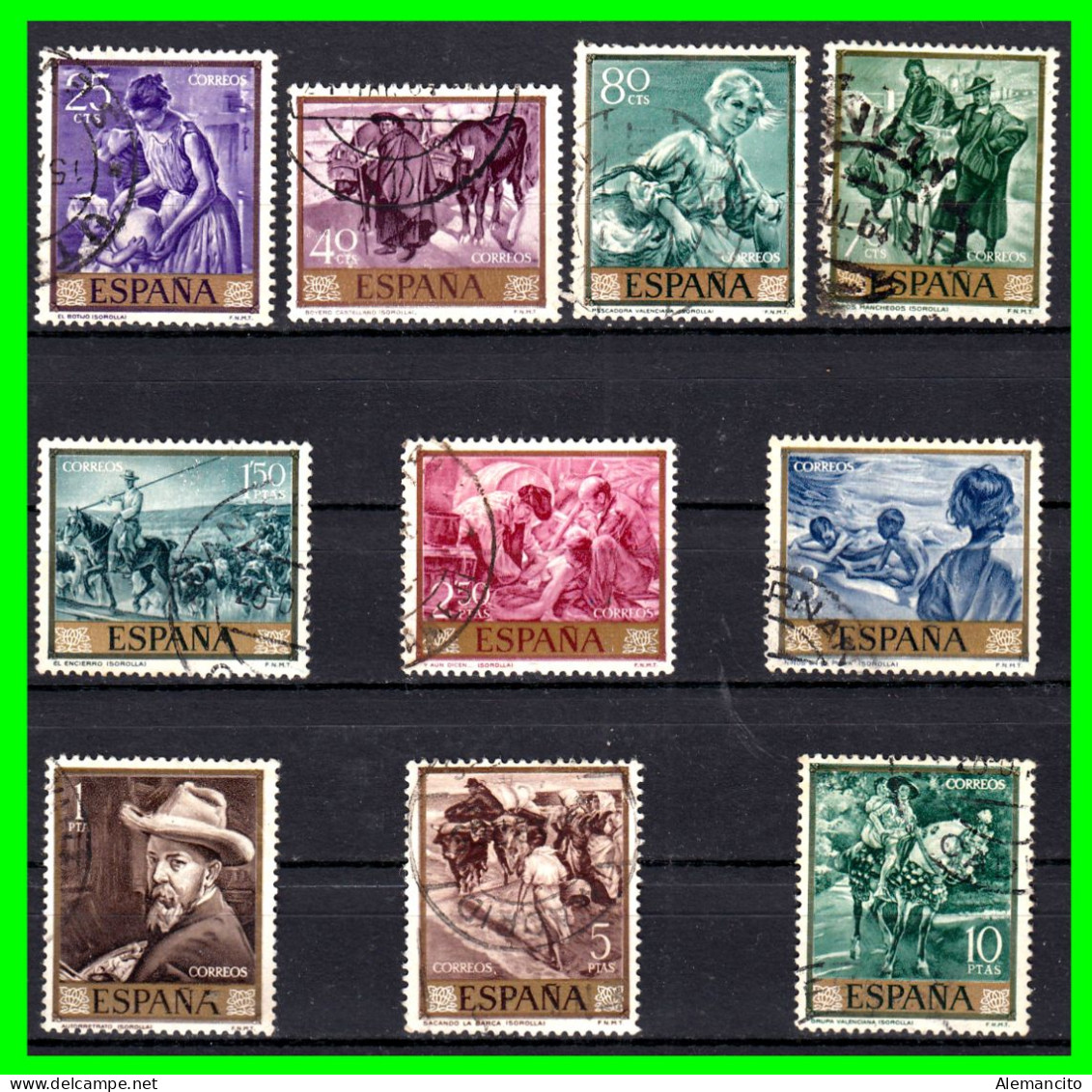 ESPAÑA SELLOS AÑO 1964 - JOAQUIN SOROLLA  SERIE - - Used Stamps