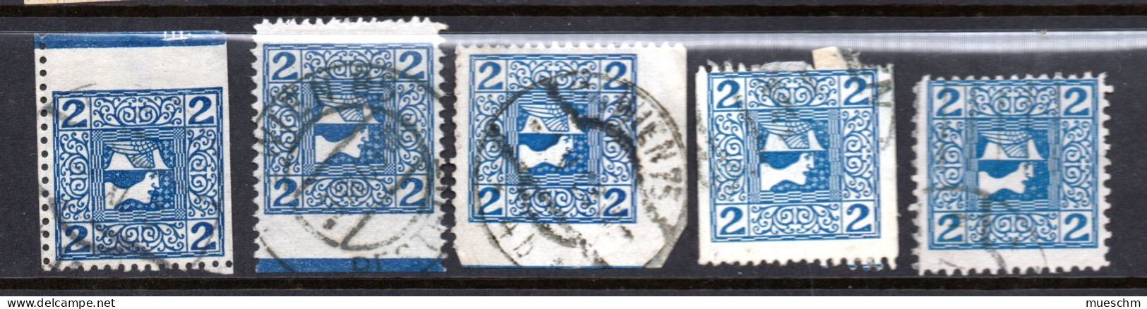 Österreich, Ca.1908 5xZeitungsmarke 2Heller Mit Privatzähnung  (19658E) - Zeitungsmarken