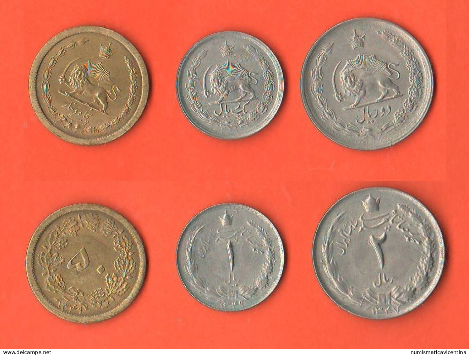 Iran 50 Dinars + 1 + 2 Rials Asian Coin - Iran