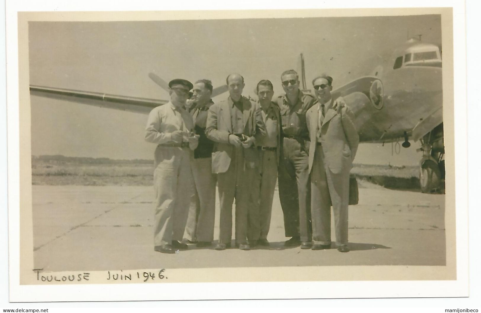 DOUGLAS DC 4 Air France  Pilote Sladek  Avec La Casquette Toulouse Juin 1946 - Aviazione