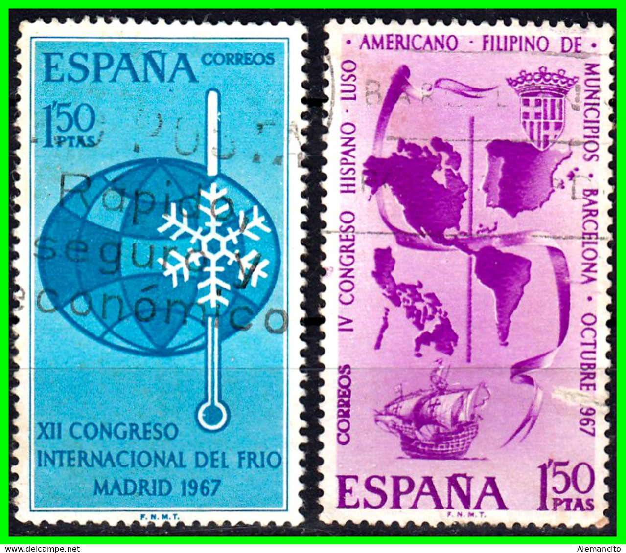 ESPAÑA SELLOS AÑO 1967 - CONGRESO INTERNACIONAL Y HISPANO AMERICANO  - - Oblitérés