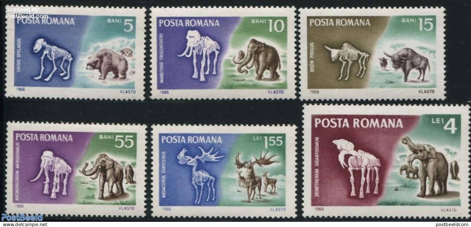 Romania 1966 Prehistoric Animals 6v, Mint NH, Nature - Elephants - Prehistoric Animals - Ungebraucht