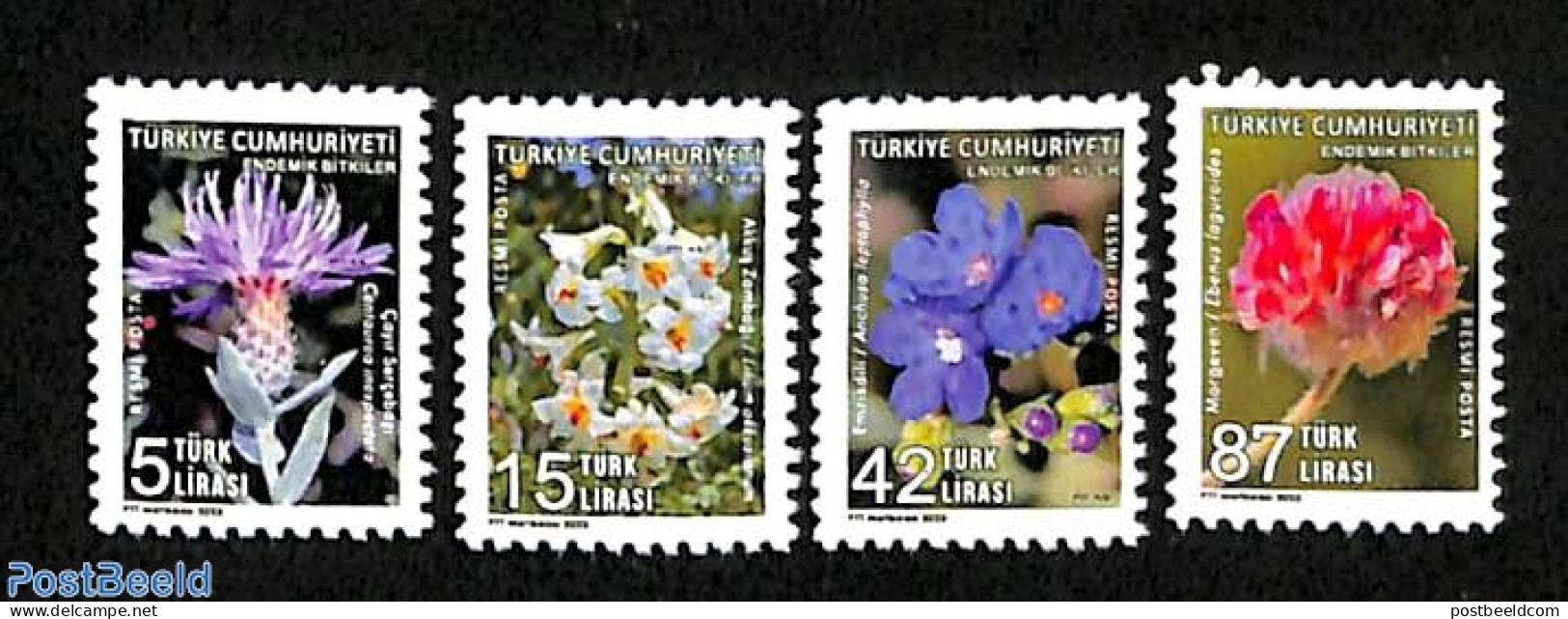 Türkiye 2023 On Service, Flowers 4v, Mint NH, Nature - Flowers & Plants - Other & Unclassified