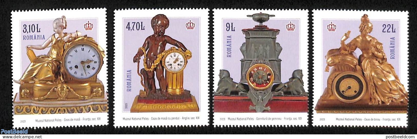 Romania 2023 Peles Museum, Clocks 4v, Mint NH, Art - Clocks - Museums - Unused Stamps