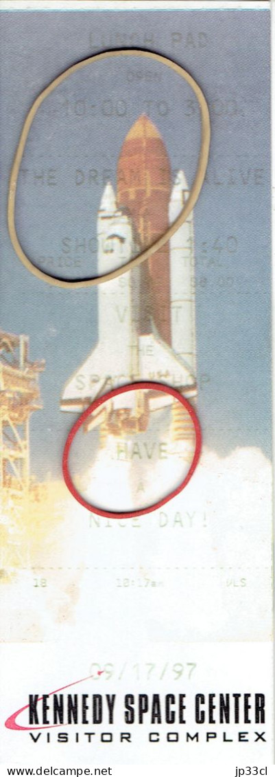 Ancien Ticket D'entrée Au Kennedy Space Center (Cap Canaveral, Floride, USA) 17 Sep 1997 - Toegangskaarten