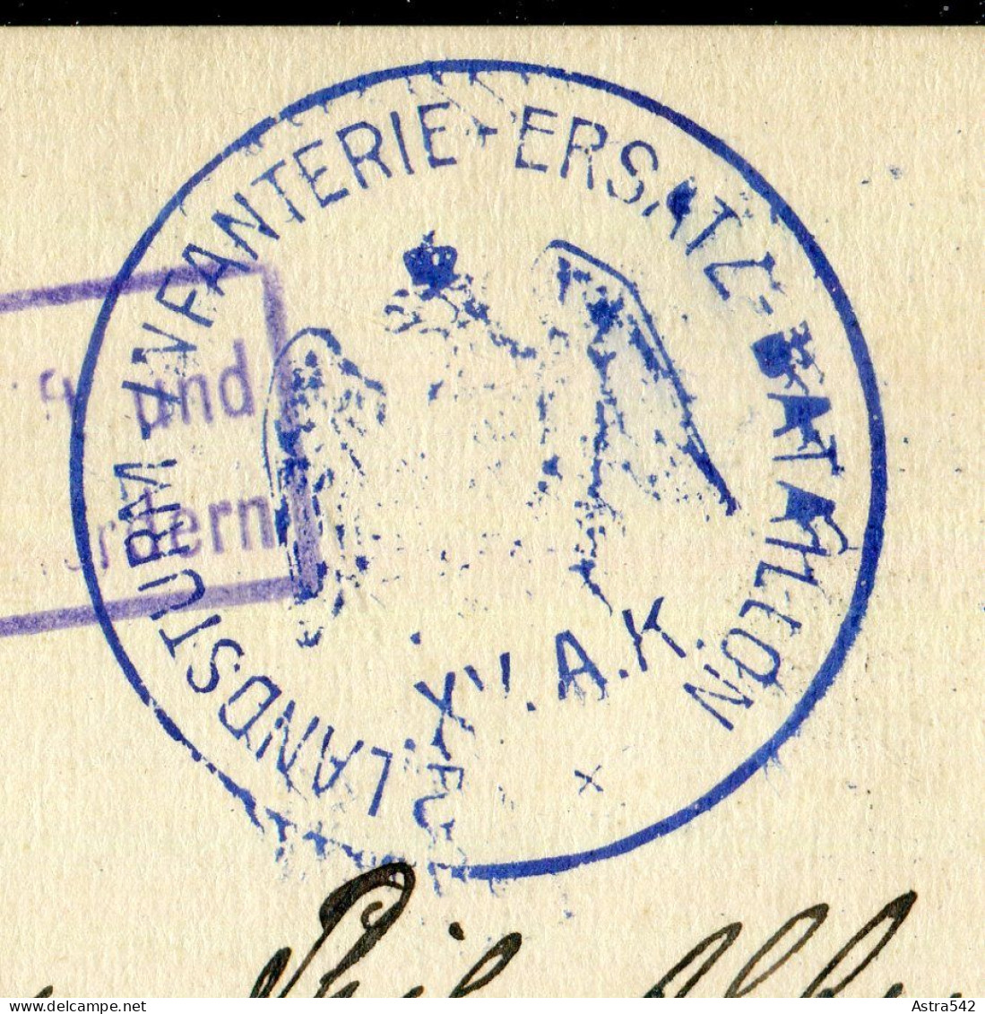 "DEUTSCHES REICH" 1914, Feldpostkarte Mit K1 "2. LANDSTURM INF.-ERSATZ-BAT.", Stegstempel "Strassburg" (A0138) - Feldpost (franchigia Postale)