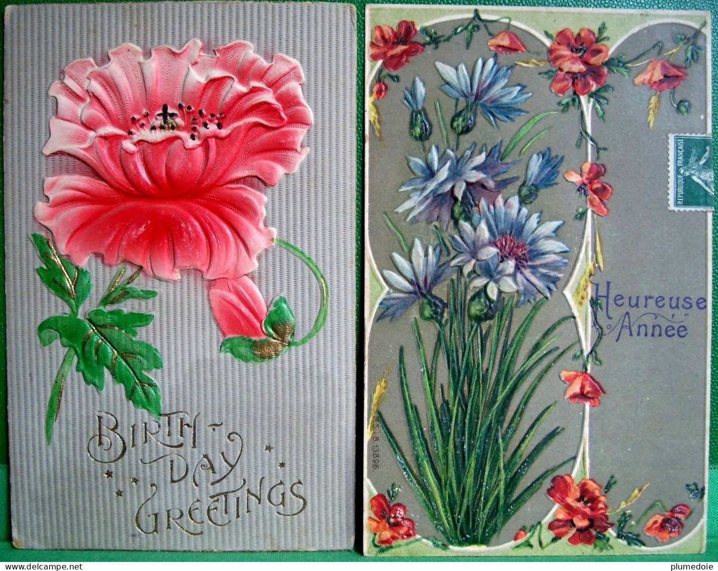 Lot 6 Cpa Gaufrées  FANTAISIES BONNE FÊTE . FLEURS  FLOWERS X  6 Embossed OLD  PC - Colecciones Y Lotes