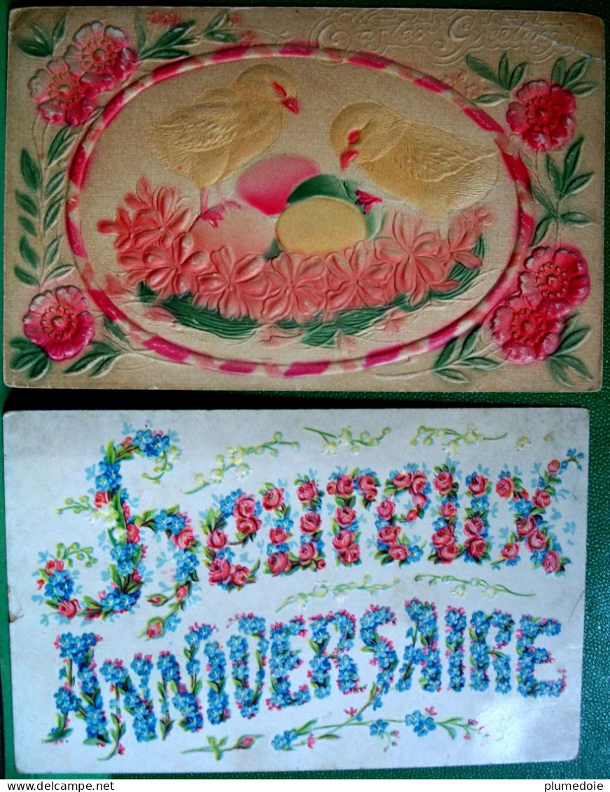 Lot 6 Cpa Gaufrées  FANTAISIES BONNE FÊTE . FLEURS  FLOWERS X  6 Embossed OLD  PC - Sammlungen & Sammellose