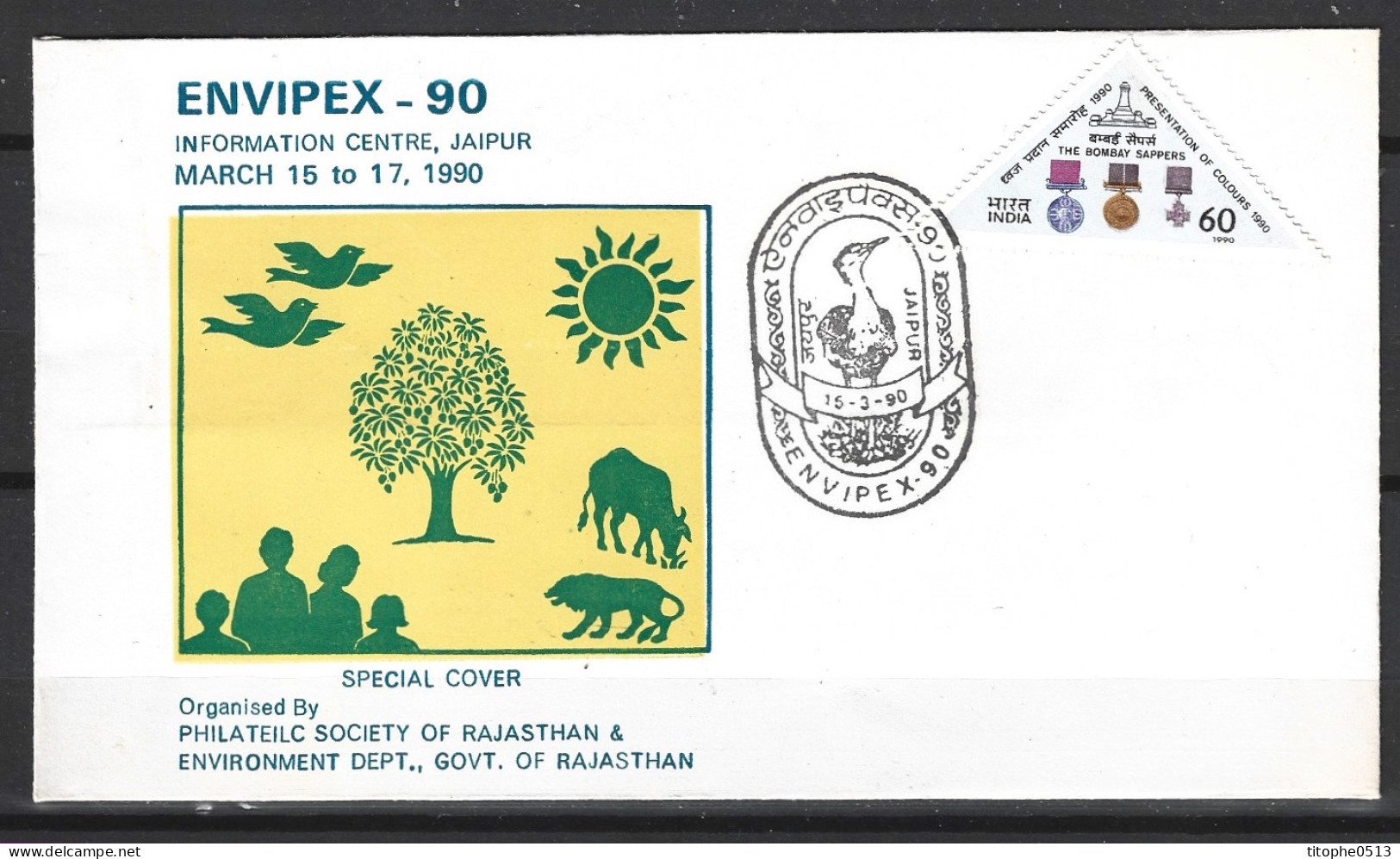 INDE. Enveloppe Commémorative De 1990. Envipex’90. - Environment & Climate Protection