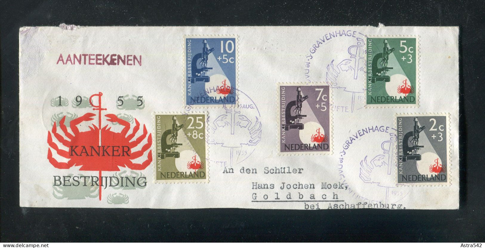 "NIEDERLANDE" 1955, Mi. 662-666 "Kampf Gegen Den Krebs" FDC (A0141) - FDC