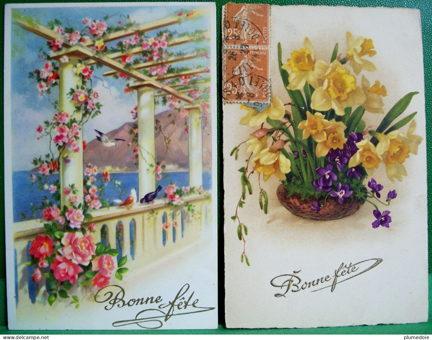 Lot 8 Cpa   FANTAISIES BONNE FÊTE . FLEURS  FLOWERS X  8  OLD  PC - Verzamelingen & Kavels