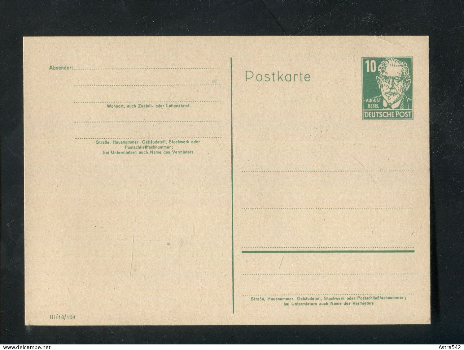 "DDR" 1951, Postkarte Mi. P 41IIc (III/18/104) ** (A0147) - Postkaarten - Ongebruikt
