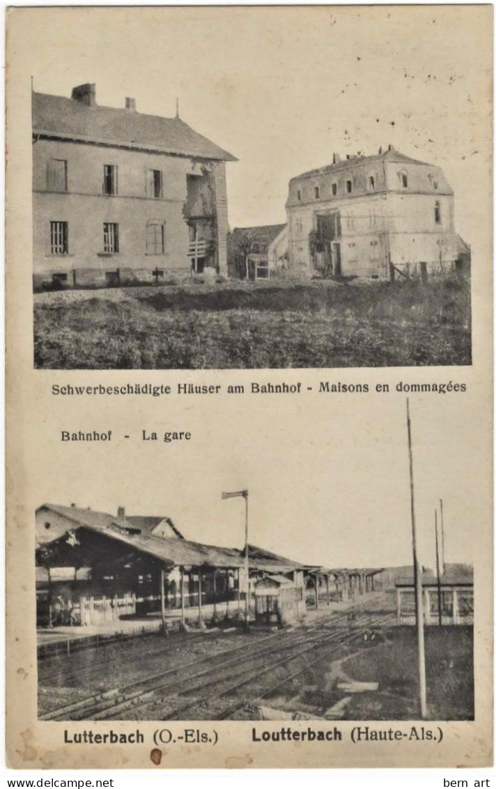 CPA LOUTTERBACH (haute Alsace).-La Gare Et Maisons Endommagées .- N°? .- Edit.: Verl. Heinr, Bader, Niedermorsschweiler - Wittenheim