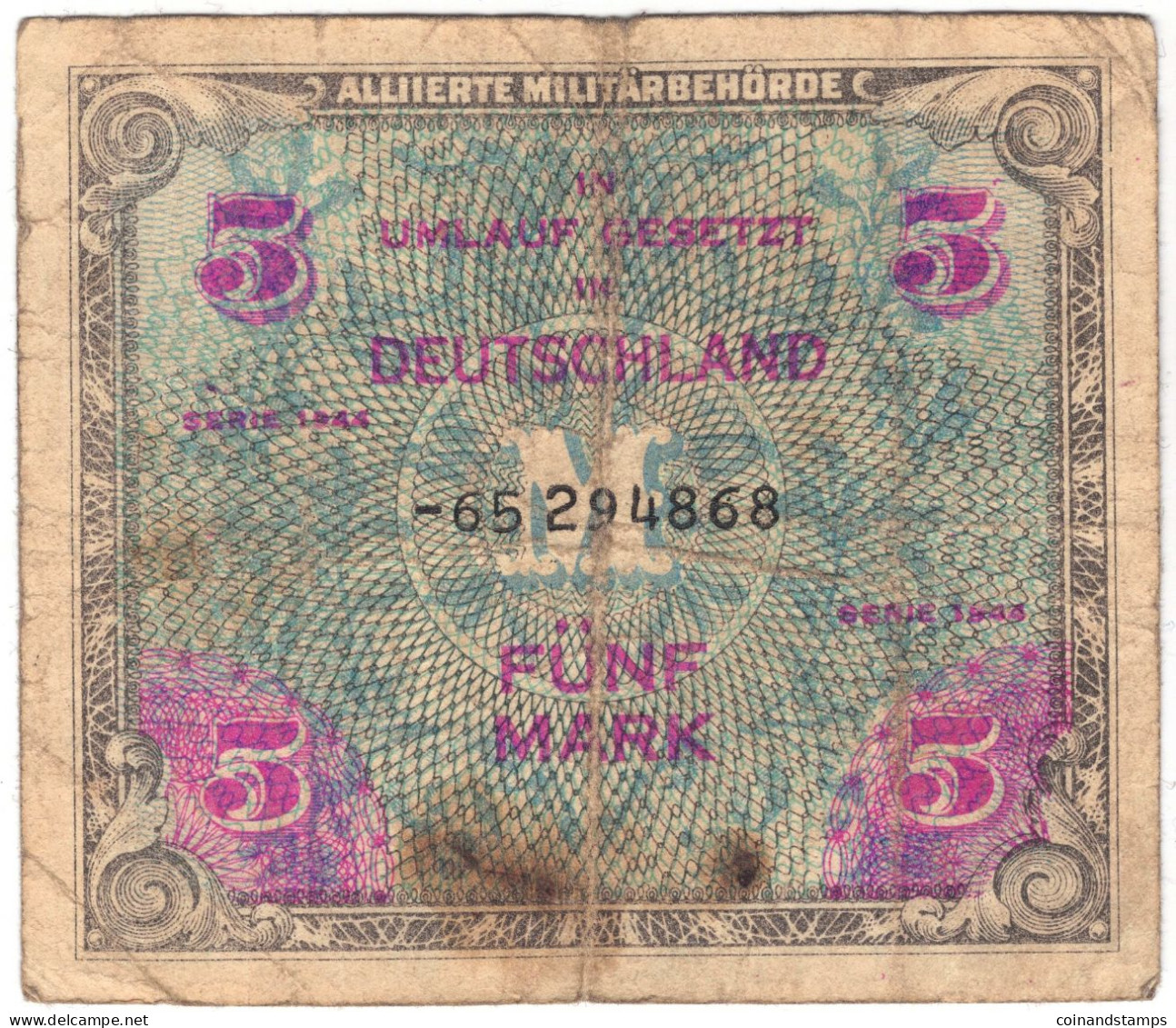 Alliierte Militärbehörde 1944 Lot Mit 3 Banknoten 1,5 Und 100 Mark Rosenberg Nr.201,202,206d, II-III, IV - Collezioni