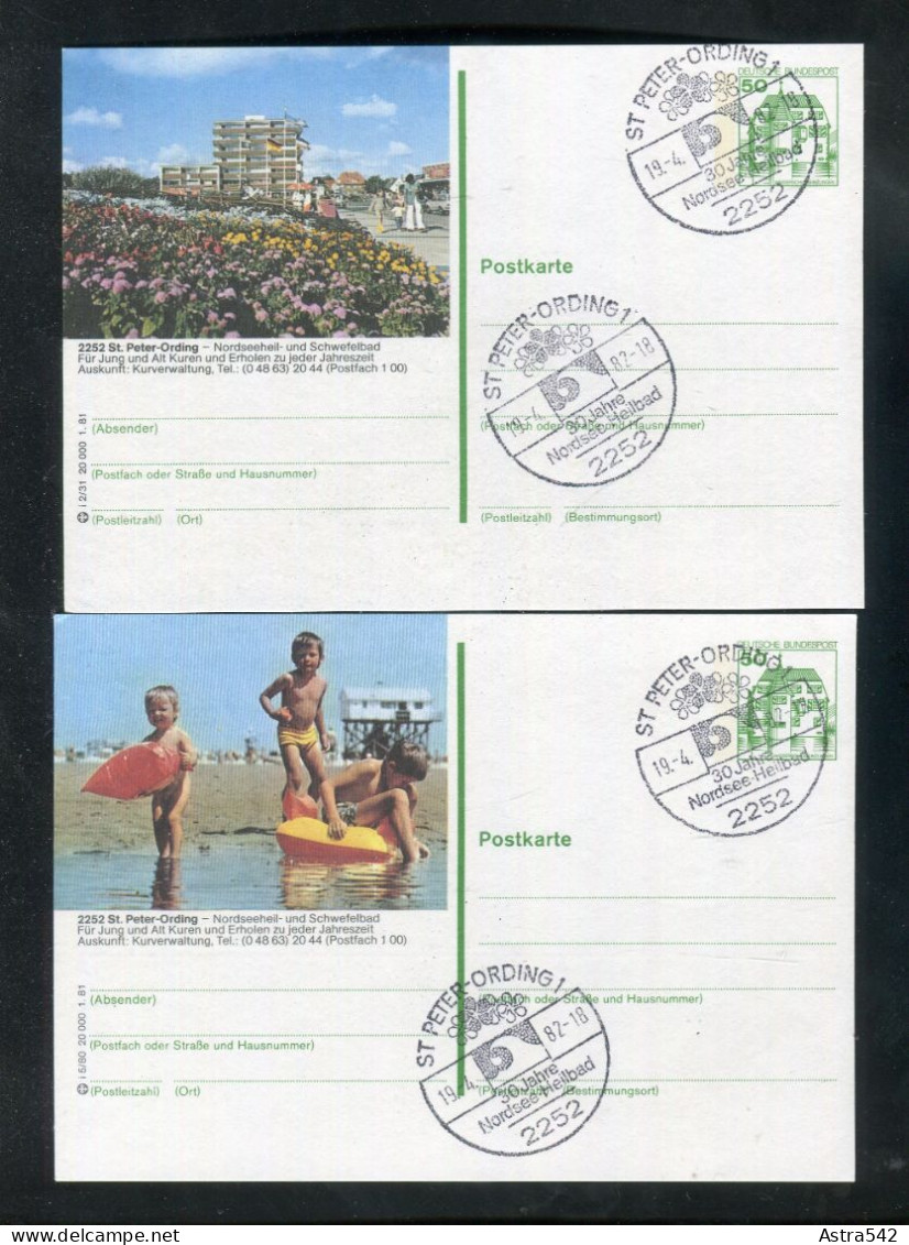 "BUNDESREPUBLIK DEUTSCHLAND" 1981, 2 Bildpostkarten Je Mit Bildgleichem Stempel Ex "ST. PETER-ORDING" (A0150) - Cartes Postales Illustrées - Oblitérées
