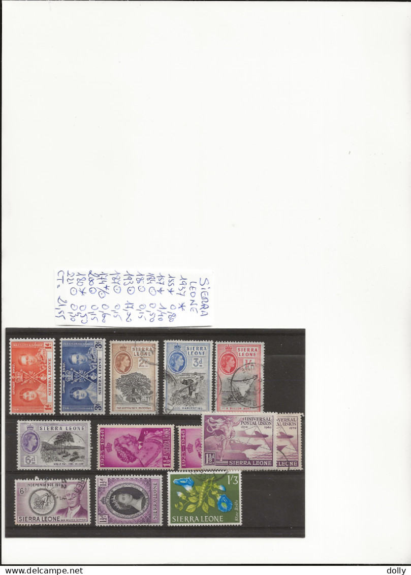 TIMBRES DE SIERRA LEONE  NEUF*/OBLITEREES LOT1937  Nr VOIR SUR PAPIER AVEC TIMBRES  COTE 21.55€ - Sierra Leone (...-1960)