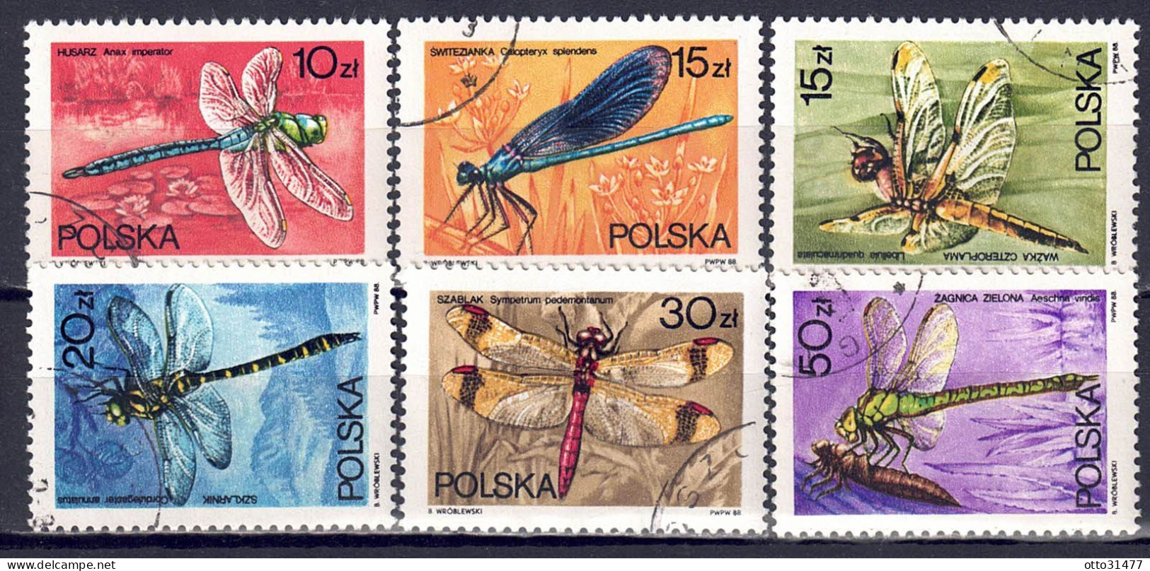Polen 1988 - Libellen, Nr. 3134 - 3139, Gestempelt / Used - Used Stamps