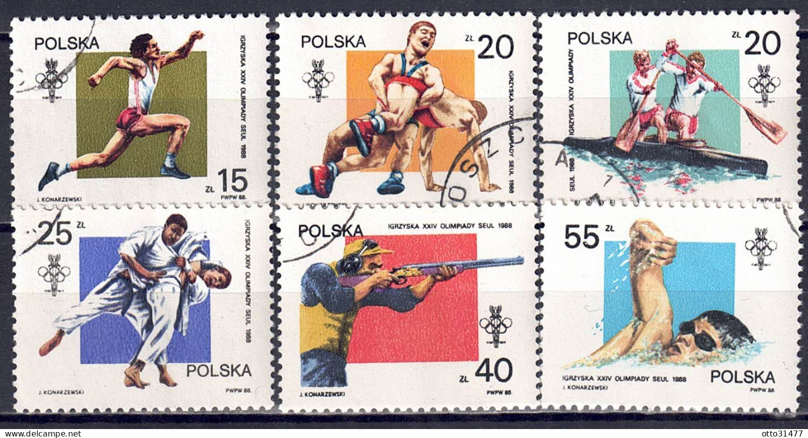 Polen 1988 - Olymp. Spiele, Nr. 3149 - 3154, Gestempelt / Used - Gebruikt