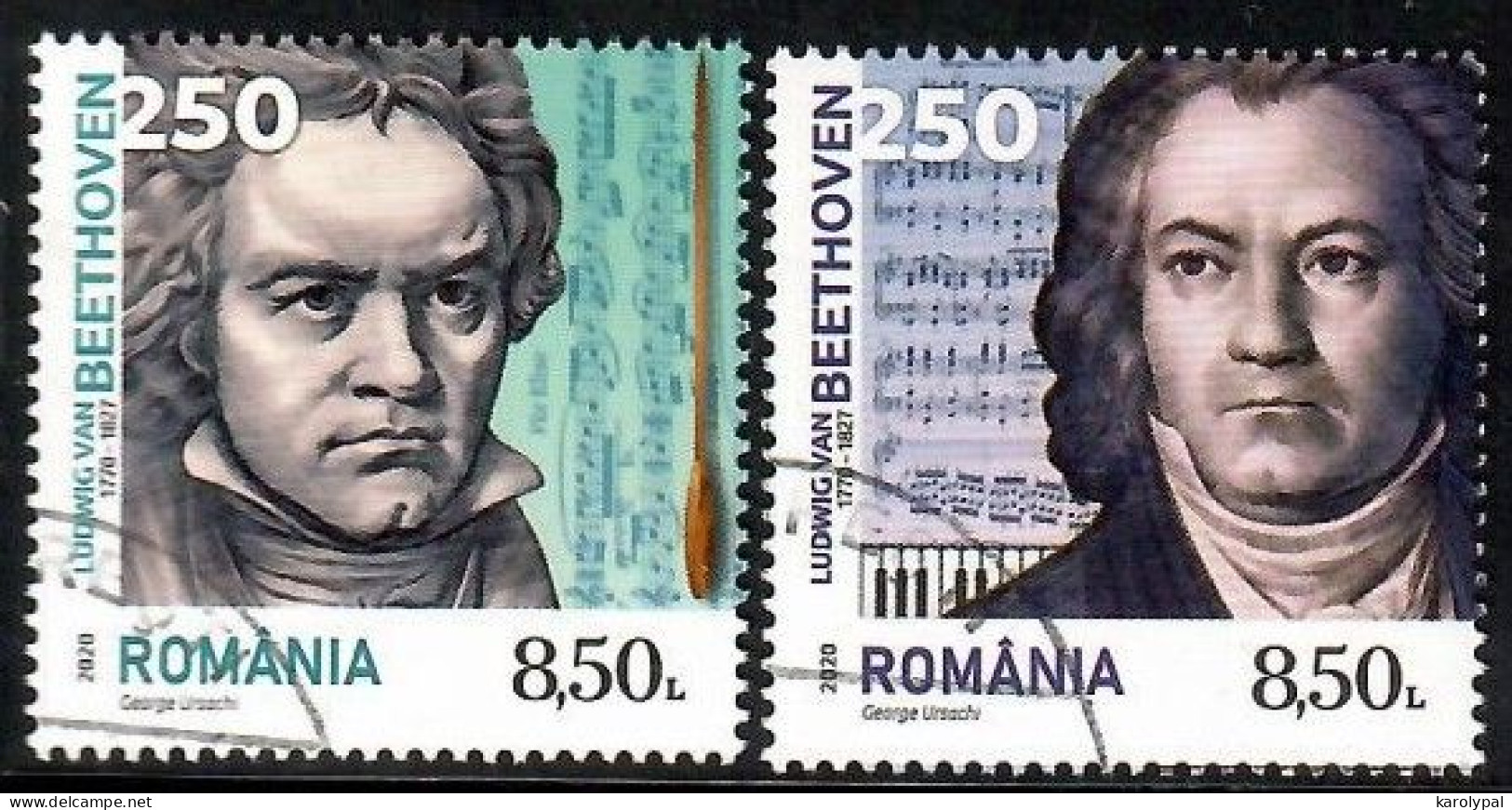 Romania, 2020 CTO, Mi. Nr.7734-5, BEETHOVEN - Used Stamps