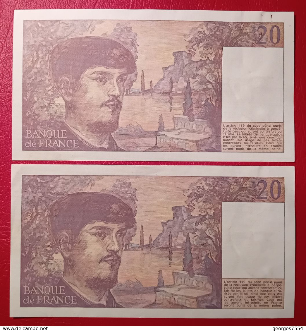 Lot De 2 Billets De 20 FRANCS  DEBUSSY - 1983- Alph. E.010 - SUP - 20 F 1980-1997 ''Debussy''