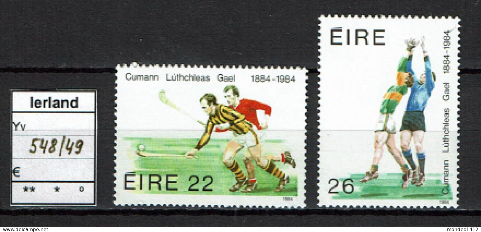 Ireland 1984 - YT 548/549 ** MNH - Sport - Gaelic Football, Football Gaélique, Hurley, Genre De Hockey - Neufs