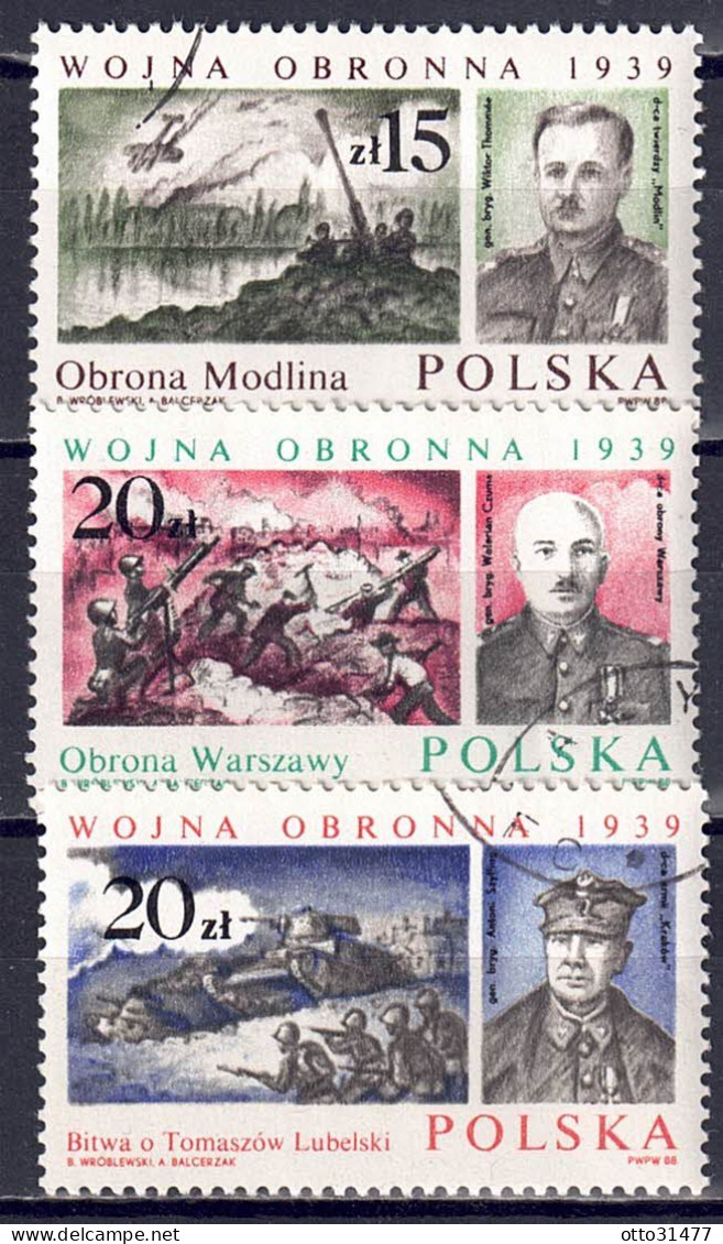 Polen 1988 - 2. Weltkrieg, Nr. 3159 - 3161, Gestempelt / Used - Used Stamps