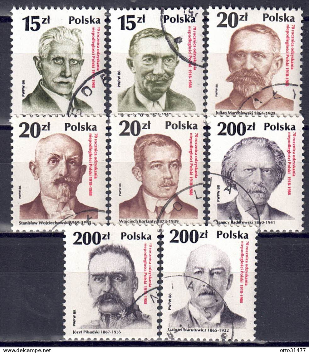 Polen 1988 - Politiker, Nr. 3169 - 3176, Gestempelt / Used - Gebraucht