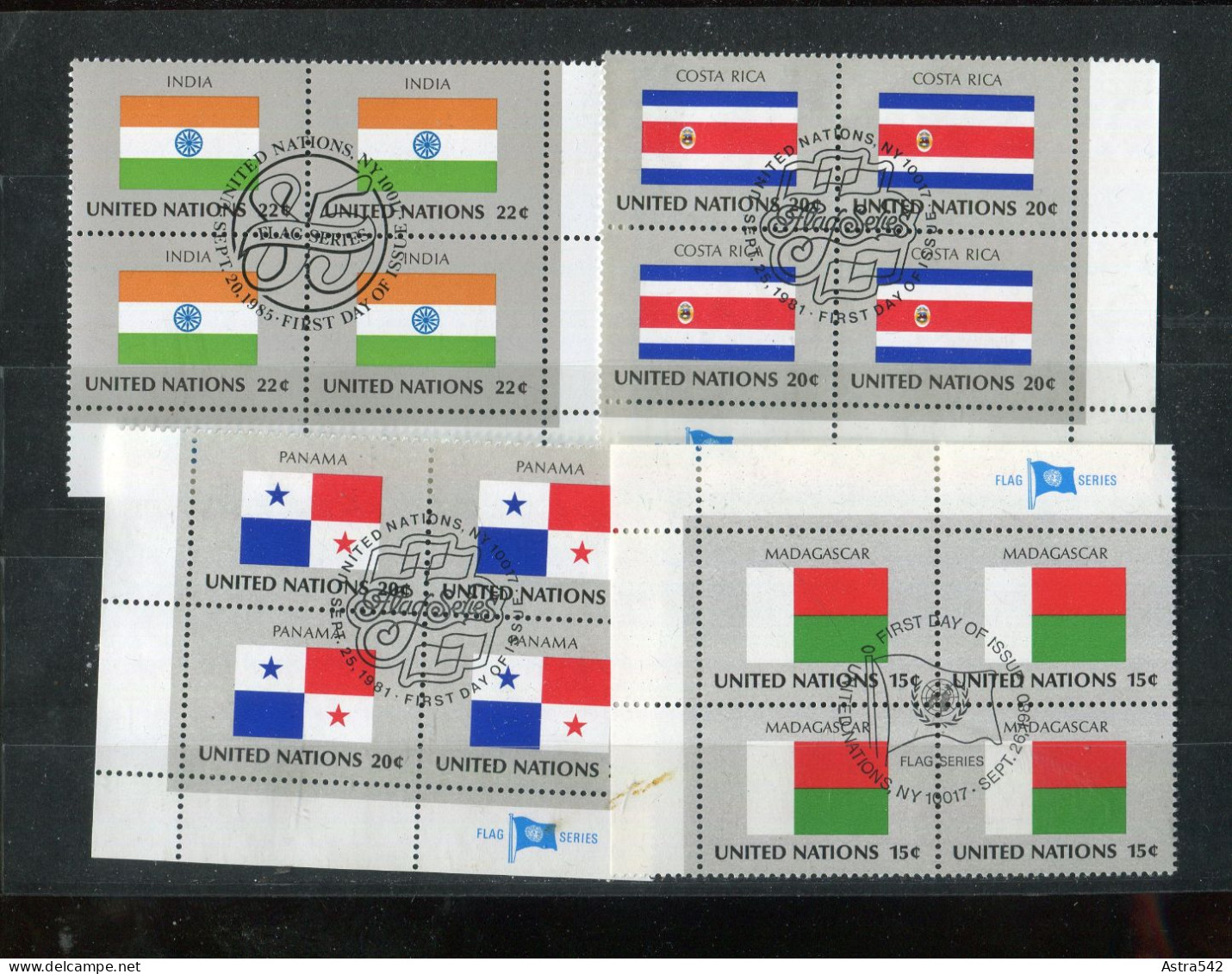 "FLAGGEN" Partie Mit 24 ER-4er-Blocks Ex UN Gestempelt (A0166) - Lots & Kiloware (mixtures) - Max. 999 Stamps