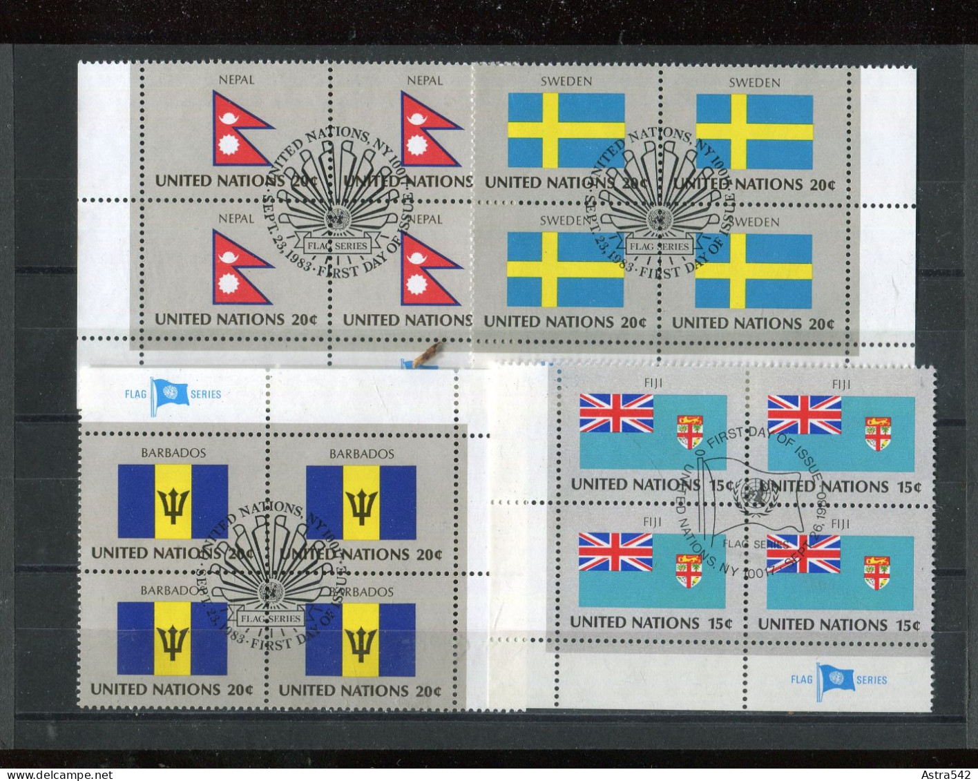 "FLAGGEN" Partie Mit 24 ER-4er-Blocks Ex UN Gestempelt (A0166) - Lots & Kiloware (mixtures) - Max. 999 Stamps