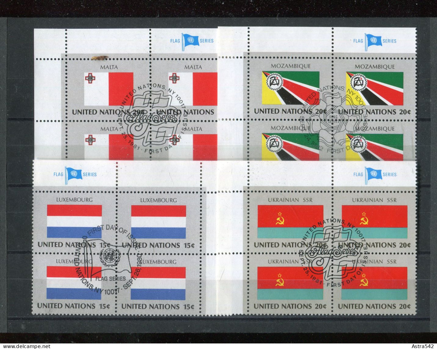 "FLAGGEN" Partie Mit 24 ER-4er-Blocks Ex UN Gestempelt (A0166) - Lots & Kiloware (mixtures) - Max. 999 Stamps