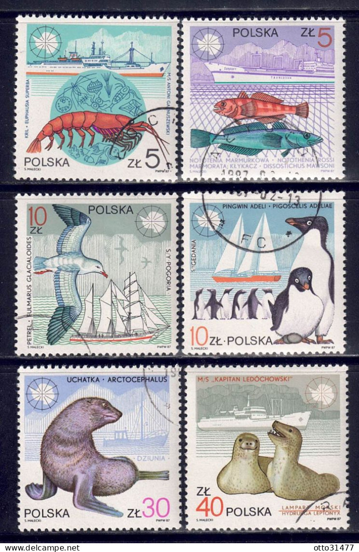Polen 1987 - Arktisstation, Nr. 3076 - 3081, Gestempelt / Used - Gebraucht