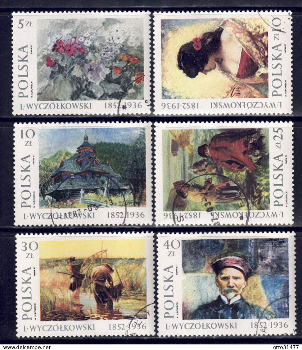 Polen 1987 - Gemälde, Nr. 3082 - 3087, Gestempelt / Used - Gebruikt