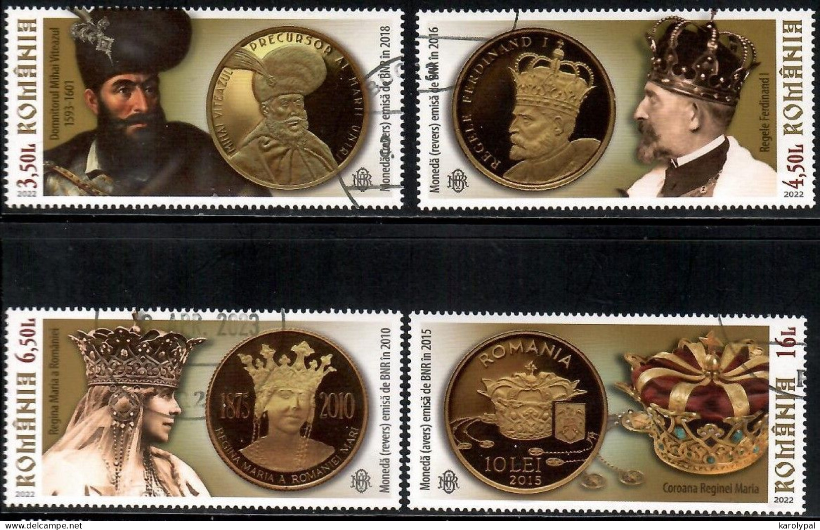 Romania, 2022 CTO, Mi. Nr.8118-21, The Great Union In Numismatics - Gebraucht