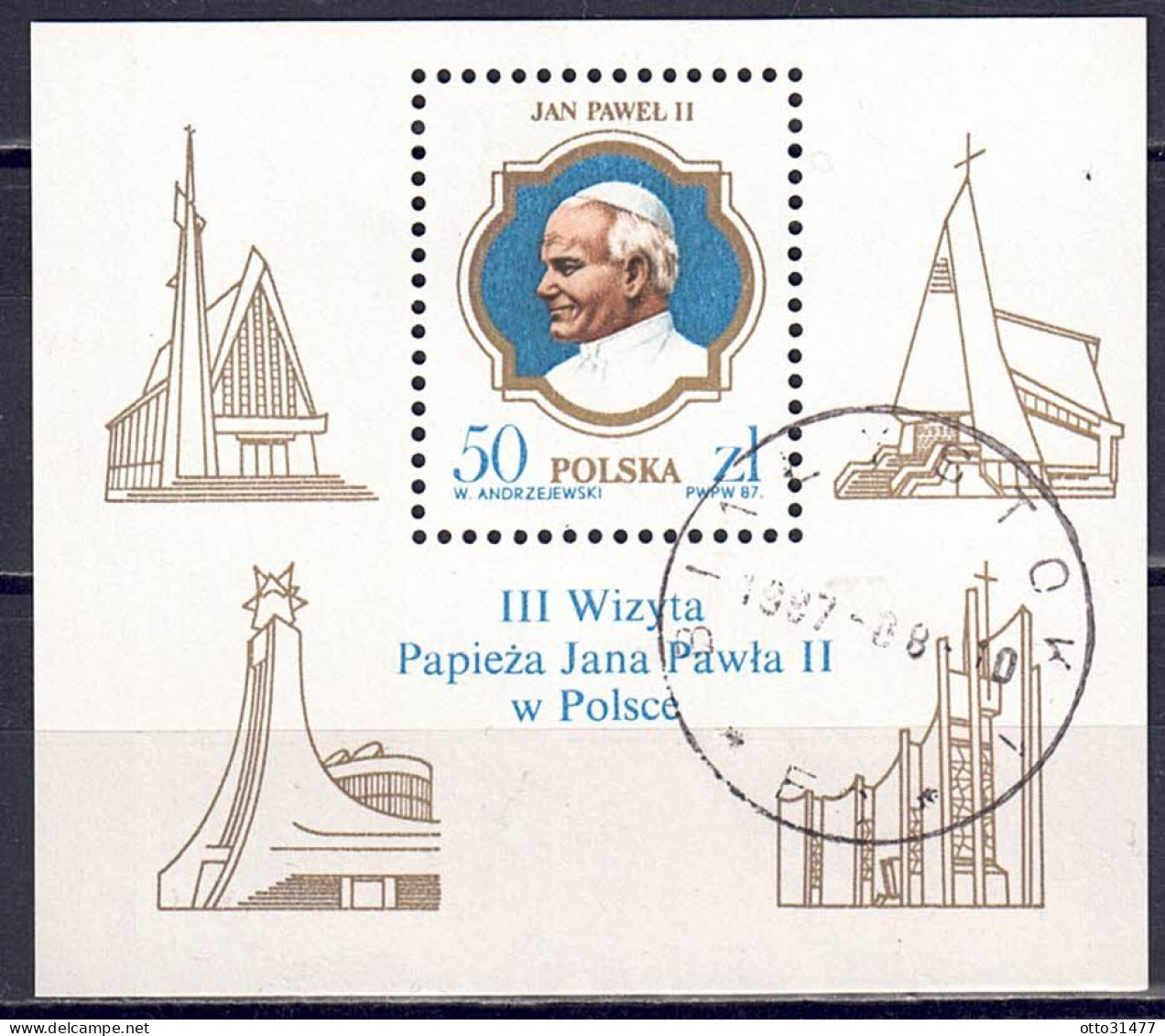 Polen 1987 -3. Papstbesuch, Block 103, Gestempelt / Used - Oblitérés