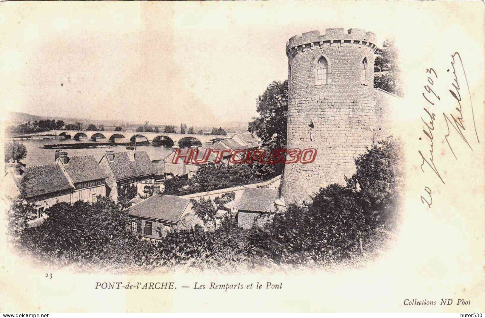 CPA PONT DE L'ARCHE - LES REMPARTS ET LE PONT - Pont-de-l'Arche